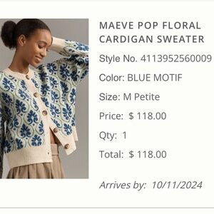 Maeve Pop Floral Cardigan Sweater